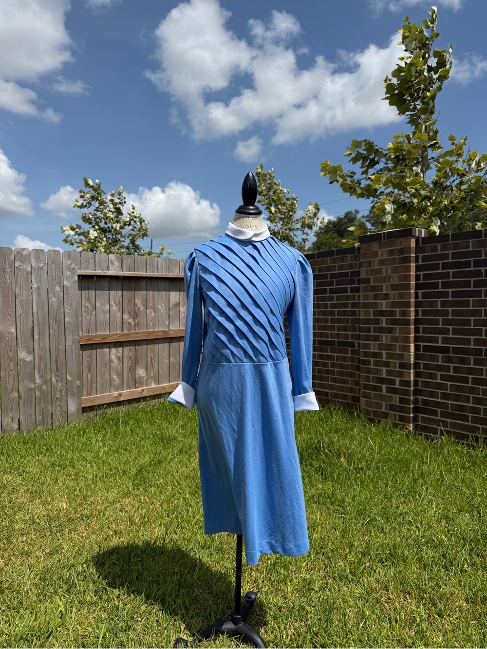 Sears Blue Midi Dress with White Collar and Cuffs
